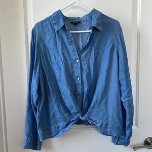 Express Denim twist front shirt